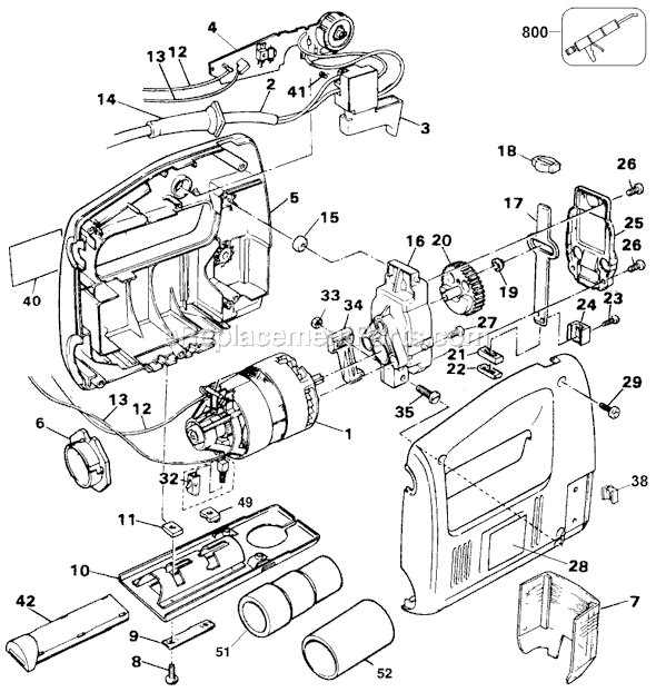 Page A Diagram and Parts List for TS400 Type 2 Black and Decker Jig Saw